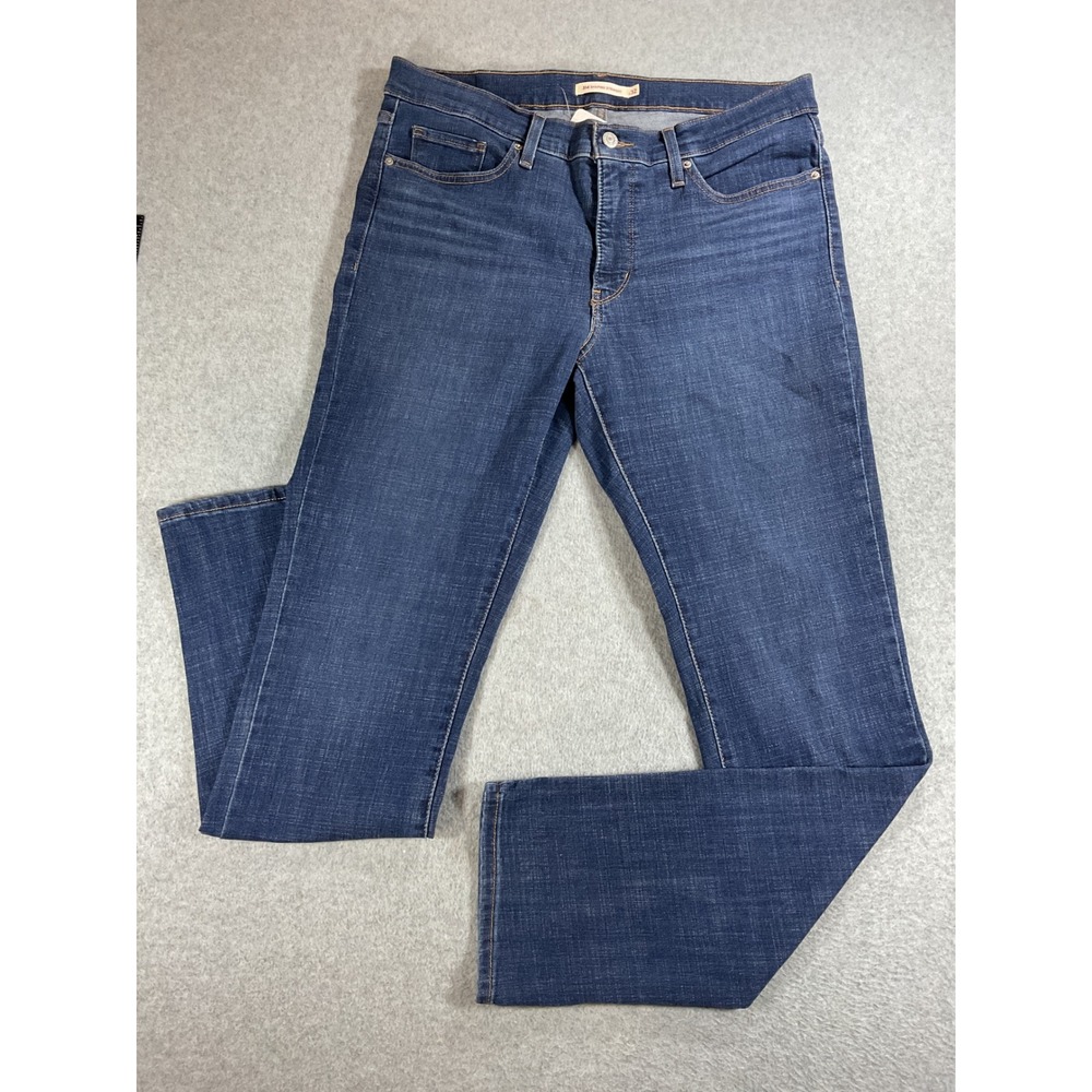 Levis 314 Shaping Straight Jeans Womens 32 Dark Wash Blue Denim Stretch p39